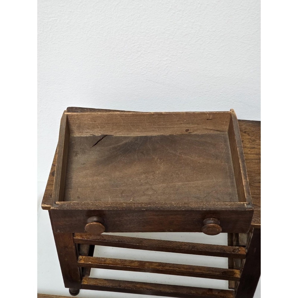 Antique 19th Century Miniature Wood Vanity Doll Accessory Drawer Chest 9"x6"x8" - Picture 8 of 12